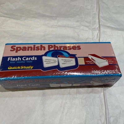 Spanish Phrases Flash Cards (1000 Cards): A Quickstudy Reference Tool New Sealed - Image 1 of 3