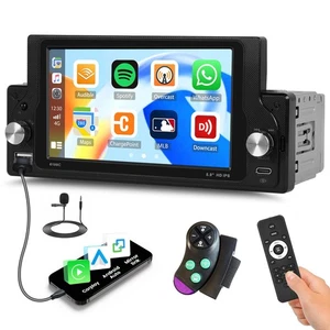 Single Din Car Stereo 6 Inch Touch Screen Radio with CarPlay, Android Auto, M... - Picture 1 of 9