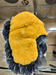 Winter Warm Head Ears Hat Insulated Faux Fur Mustard Ear Flaps Outdoors Work  - Picture 1 of 4