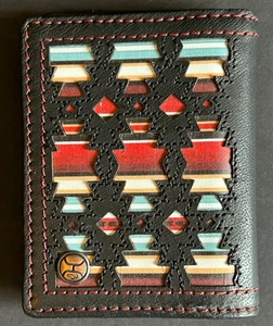 Hooey Western Men Brown Leather Bifold Wallet Money Clip Aztec Sunizona Knockout - Picture 1 of 8