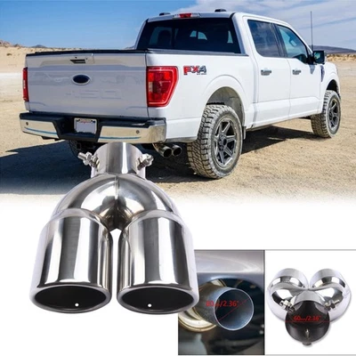 Calibre Coche Doble Salida Trasera + Puntas Silenciador Escape Para Ford F-150 Foto 1 de 4