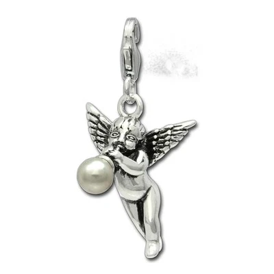 SilberDream Charm Silber Anhänger schwarz Engel mit Trompete Perle FC696 - Bild 1 von 4