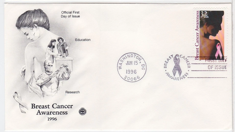 TurtlesTradingPost- Breast Cancer Awareness 1996 FDC #3081 Artcraft Variety - Image 1 of 1