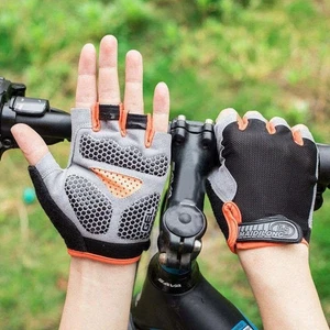 Guantes de ciclismo transpirables de medio dedo hombres mujeres antideslizantes fitness gimnasio entrenamiento - Imagen 1 de 38
