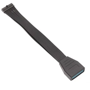Câble Plat Noir USB 3.0 Interne 19/20 Broches En-tête Carte Mère Adaptateur - Photo 1/9