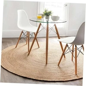 Handwoven 3ft Jute Area Rug Natural Fiber Round Boho 3 ft Natural- 12 - Picture 1 of 7