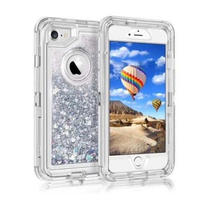 Para iPhone 6/7/8/P/X Funda Protectora de Purpurina Líquida Quicksand con Clip se ajusta a Otterbox Foto 1 de 4