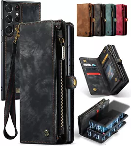 Genuine Leather Purse Wallet Case Cover For Samsung Galaxy S25 Ultra S24 S23 FE - Picture 1 of 23