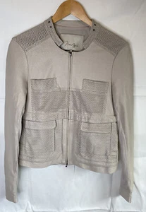 Max Azria Damen grau Moto Lederjacke Gr. XS kurz butterweich - Bild 1 von 10