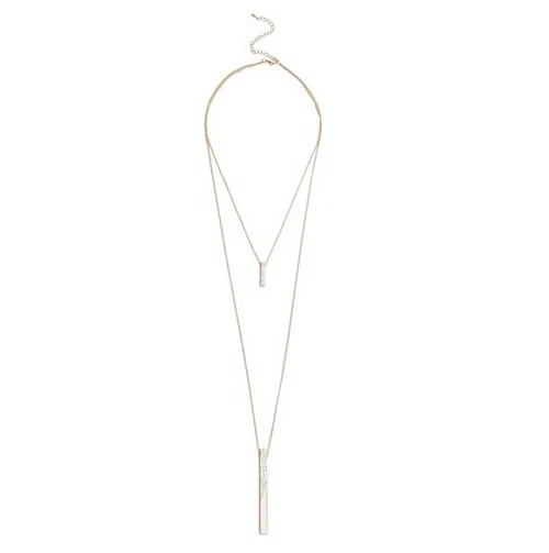 NEW-GUESS GOLD TONE + PINK ENAMEL PENDANT CHAIN CRYSTAL LONG NECKLACE - Image 1 of 1