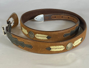 Silver Creek Classics Leather Belt - Native American Buffalo Nickel Concho Sz 42