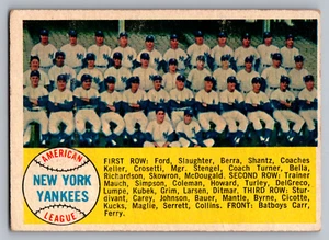1958 TOPPS #246 NEW YORK YANKEES TEAM CARD MANTLE/BERRA/FORD/SLAUGHTER - Picture 1 of 3