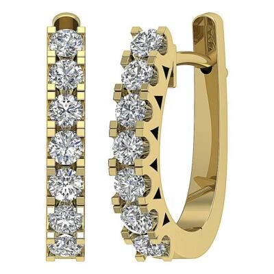 Hoop Earrings Natural Diamond SI1 G 0.80 Ct 14K White Gold 0.70 Inch Prong Set - Image 1 of 4