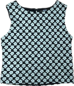 ANTHROPOLOGIE EVA FRANCO Blue Floral Motif Tank Career Top Size M - Picture 1 of 9