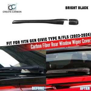 Dry Carbon Fiber Rear Windshield Wiper Cover For Honda 11th Gen Civic Type R FL5 - Foto 1 di 7