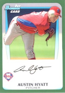 AUSTIN HYATT  PHILLIES  RC 1st card 2011 BOWMAN #BP63 - GREEN PARALLEL #d/450