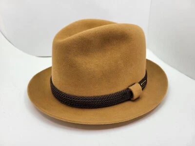 DOBBS HUNTER MOUNTAIN DARK CAMEL FUR FELT FEDORA HAT MADE IN USA - Image 1 of 4