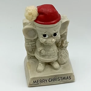 Russ Berrie SANTA MOUSE Merry Christmas Bookend Sillisculpt Figure 1969 Claus - Picture 1 of 10