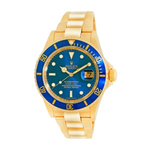 ROLEX oro giallo 18K quadrante blu Submariner 40 mm garanzia scatola - Foto 1 di 6