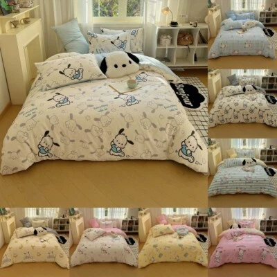 Set lenzuola piatte copripiumino in puro cotone stampa pochacco cartone animato federa - Immagine 1 di 4