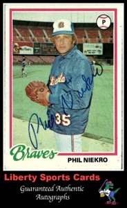 1978 Topps Phil Niekro #10 Authentic Autographed Card Atlanta Braves