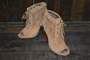 Cynthia Vincent "Nailed" Fringed Peep Toe Booties - Picture 1 of 4