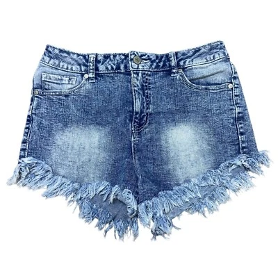 Pantalones cortos de mezclilla Altard State dobladillo deshilachado lavado ácido azul 26 Foto 1 de 4