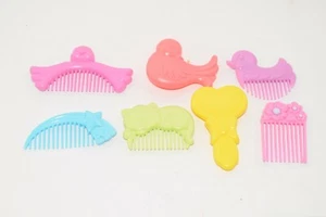 Vintage MLP My Little Pony Flutter FLOWER PICKS Combs Brush Lot Duck Bird Heart - Picture 1 of 3