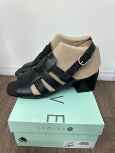 Easy Spirit Evolve Mona Sandals Heeled Slingback Ankle Strap Natural Leather 9.5 - Picture 1 of 6