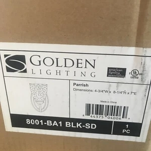 Golden Parrish 1 Light Bath Vanity, Black, Seeded Glass - 8001-BA1BLK-SD - Picture 1 of 5