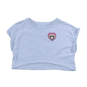 Jessica Simpson Crop Top Heart Patch Short Sleeve Tee Shirt Girls Size L-12 NWOT - Picture 1 of 8