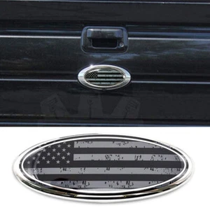1x Car Rear Tailgate 7'' Black USA Flag Emblem 3D Badge Nameplate for F150 F250 - Picture 1 of 5