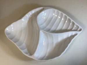 Japan White Seashell Ceramic Serving Platter 14.5" Dips Appetizers Chips Fruit - Picture 1 of 8