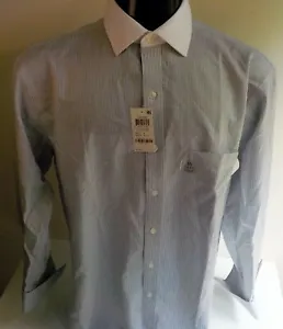 TASSO ELBA Reg Fit French Cuff-Contrasting Collar-Striped Dress Shirt SZ 16 NWT - Picture 1 of 5