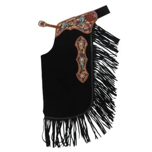 Yugo Western Gamuza Cuero Chinks Equine Show Montar Tooled para Hombres Mujeres Niños - Imagen 1 de 1