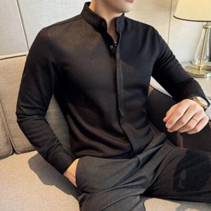 Men's Formal Long Sleeves Slim Fit Single Breasted Casual Shirts Business Tops - Bild 1 von 16