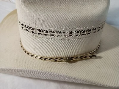 复古 Straw 牛仔帽 Off White Western Express Inc 尺寸 7 墨西哥制造  — 第 1/4 张图片