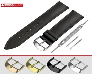 Für Omega flaches dunkelbraunes Echtleder Uhrenarmband Band für Schließe Verschluss Pin - Bild 1 von 12