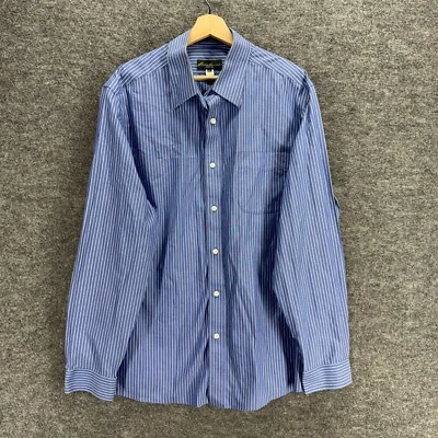 Eddie Bauer Shirt Men XL Blue Striped Button Up Wrinkle Resistant Relaxed Fit - Image 1 of 4