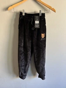 NWT Girl’s Black Heavyweight Velour Pants with Bear | Size: 7-9 - Picture 1 of 3