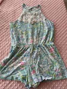 Lilly Pulitzer Jaycee Romper Girls Size XL 12-14 Tropical - Picture 1 of 4