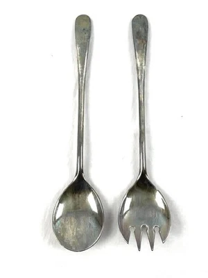 Set of 2 Vintage Silverplated Salad Serving Utensils Made In Italy Tarnish - Image 1 of 4