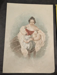 Retrato en miniatura del siglo XIX de Henrietta Sykes con su perro - Imagen 1 de 3