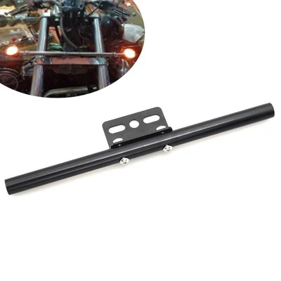 Front Rear Short Mount Turn Signal Light Tube Bar Bracket Black for Harley Dyna - Image 1 of 4