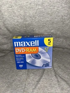 Maxell DVD-RAM DISC 4.7GB Rewritable DVD-RAM Disc for Video/Data 5-Pack Sealed - Picture 1 of 5