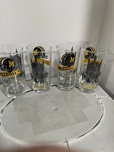 University of Missouri MIZZOU TIGERS FOOTBALL 1972 Schedule GLASS Set Of 4 - Picture 1 of 3