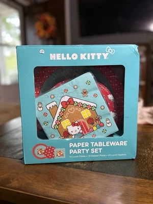 Hello Kitty纸质餐具套装16盘午餐盘,16盘甜点盘,40张餐巾纸 — 第 1/4 张图片