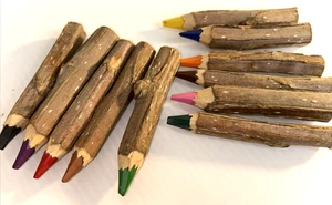 Juego de 12 lápices artísticos de colores ramita corta de árbol argentino rústico vintage - Imagen 1 de 4