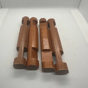 Set Of 4 Wooden Lincoln Logs Brown Construction Pieces - Picture 1 of 3