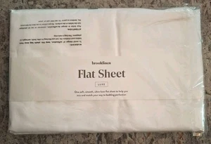 Brooklinen Luxe Flat Sheet NWT Solid White Twin XL Cool Crisp College Dorm Size - Picture 1 of 4
